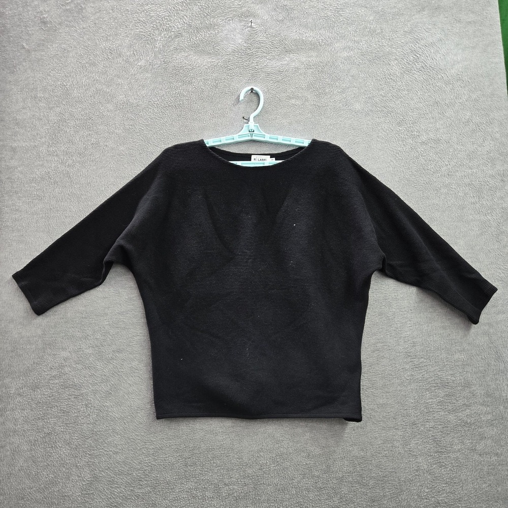 The Reset R Label Women Sweatshirt S Black Cotton Linen 3/4 Sleeve